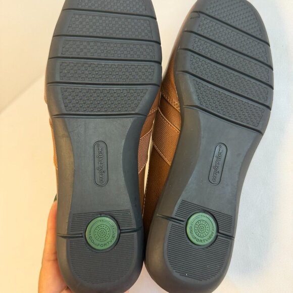 Comfortview The Sarah Womens Size 7.5 Wide Brown Leather Mules Workwear Casual - Picture 9 of 12